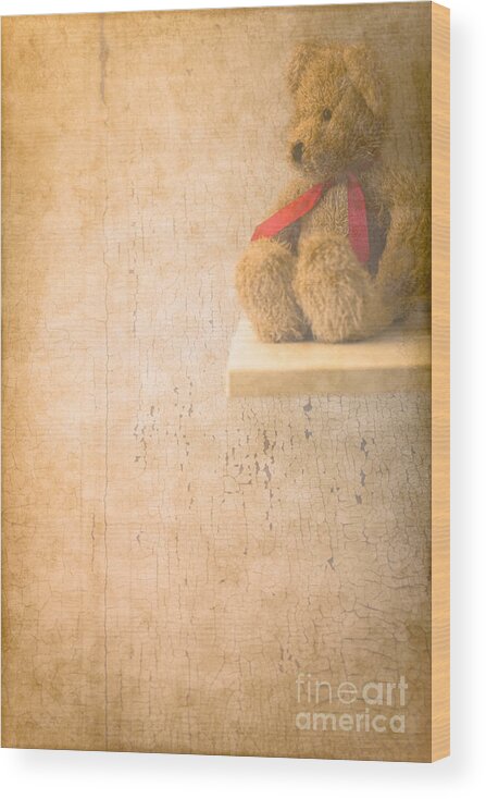 Teddy Bear Wood Print featuring the photograph Waiting by Jan Bickerton