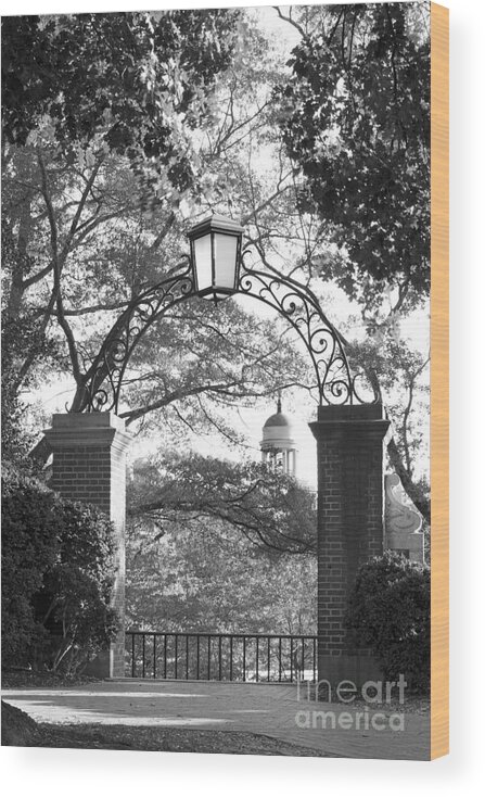 North Carolina Wood Print featuring the photograph Wake Forest University Gate by University Icons