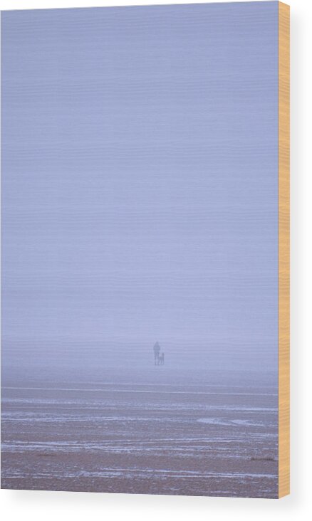 Walking Wood Print featuring the photograph Walking the dog in the mist by Spikey Mouse Photography