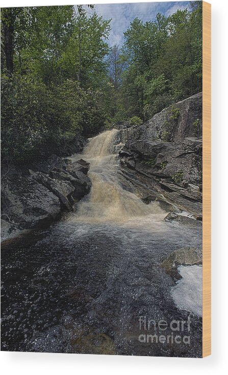 West Virgina Waterfalls Wood Print featuring the photograph Waterfall on Big Run River stream by Dan Friend