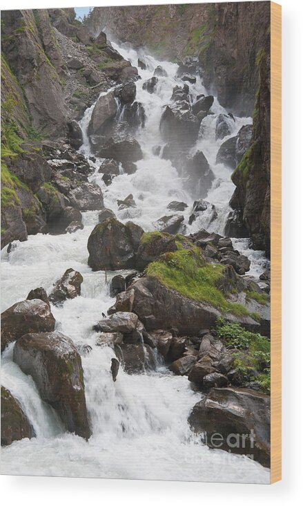 Beauty Wood Print featuring the photograph waterfalls in Pre Saint Didier by Antonio Scarpi