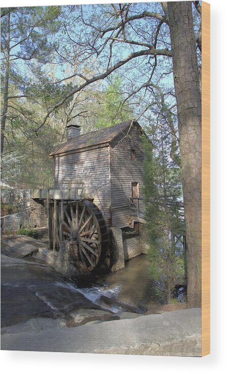 0138 Wood Print featuring the photograph Waterwheel at Stone Mountain by Gordon Elwell