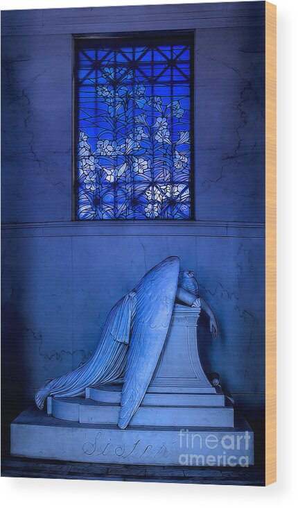 Angel Wood Print featuring the photograph Weeping Angel by Jerry Fornarotto