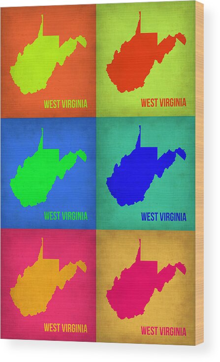 West Virginia Map Wood Print featuring the painting West Virginia Pop Art Map 1 by Naxart Studio