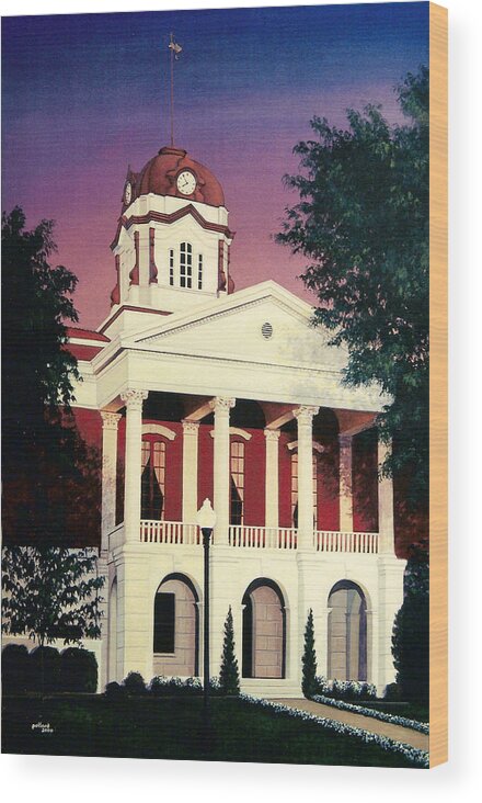 White County Wood Print featuring the painting White County Courthouse by Glenn Pollard
