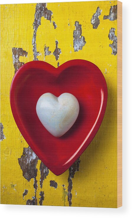 White Heart Red Hearts Wood Print featuring the photograph White heart red heart by Garry Gay