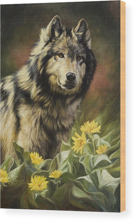 Wolf Wood Print featuring the painting Wild Spirit by Lucie Bilodeau