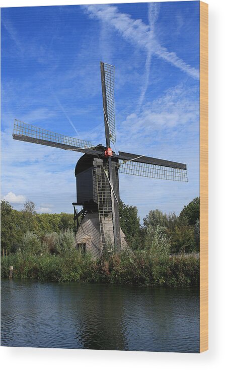 Windmill Wood Print featuring the photograph Windmill - Utrecht - The Netherlands by Aidan Moran