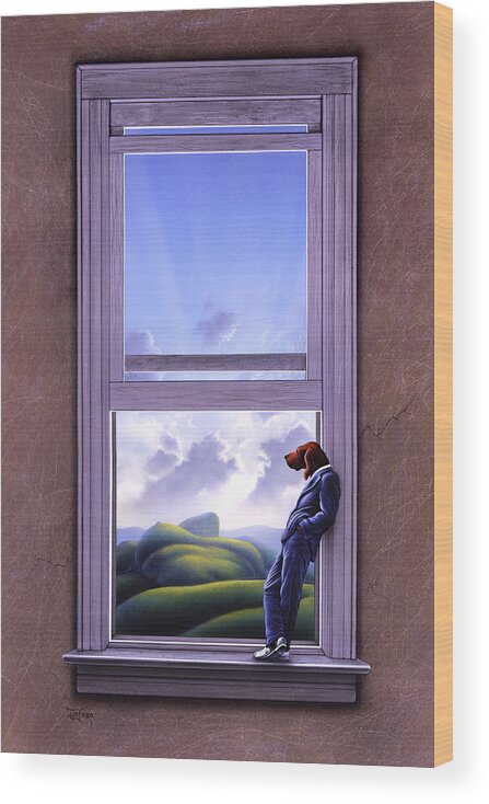 Surreal Wood Print featuring the painting Window of Dreams by Jerry LoFaro