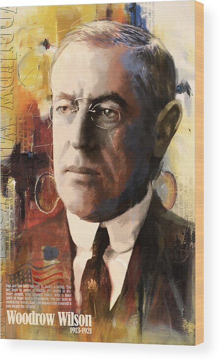 Woodrow Wilson Wood Print featuring the painting Woodrow Wilson by Corporate Art Task Force