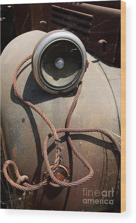Truck Wood Print featuring the photograph Wrapped Head Lamp by J L Woody Wooden