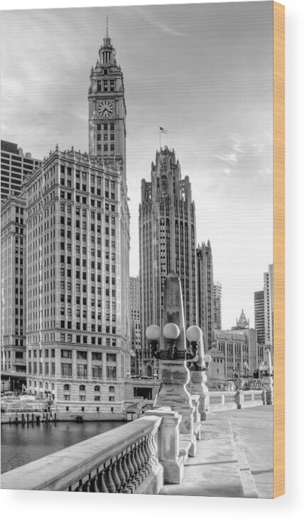 Architecture Wood Print featuring the photograph Wrigley and Tribune by Scott Norris