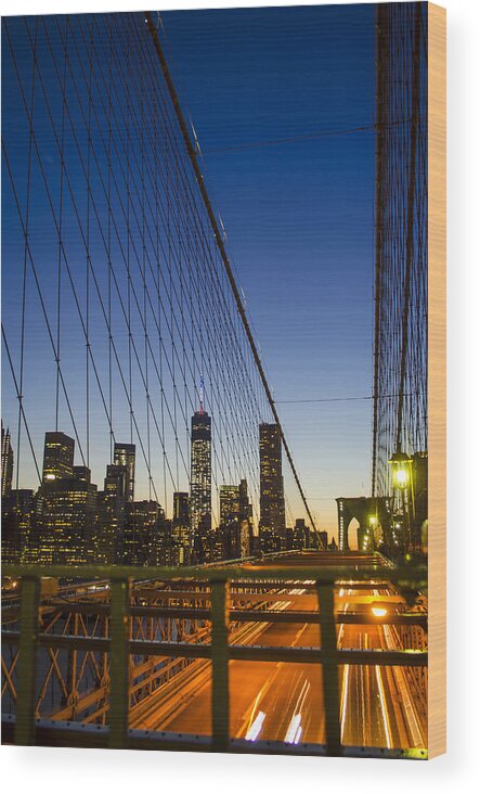 Wtc1 Wood Print featuring the photograph WTC1 from Brooklyn Bridge by GeeLeesa Productions