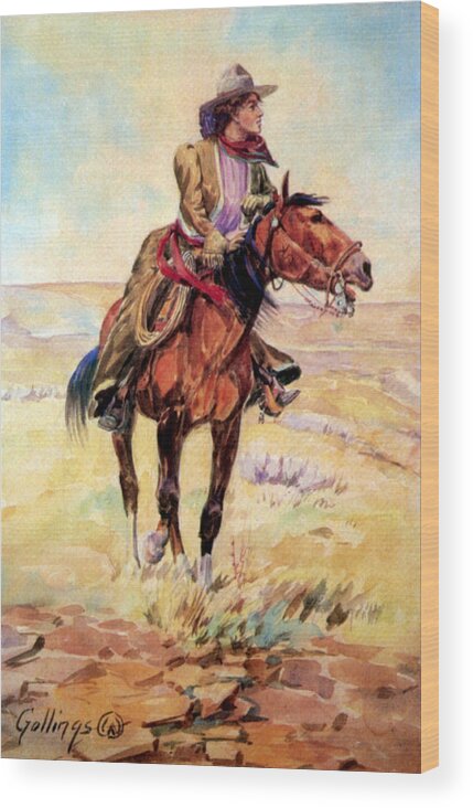Occupation Wood Print featuring the painting Wyoming Cowgirl, 1907 by Science Source