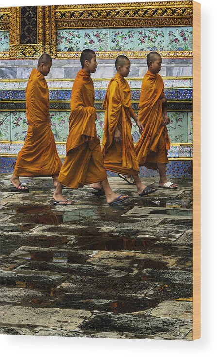 Buddhist Wood Print featuring the photograph Young Monks by Rob Tullis
