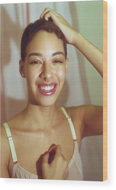 People Wood Print featuring the photograph Young Woman Smiling by Ashley Armitage / Refinery29 for Getty Images
