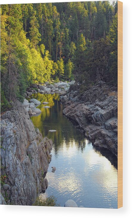 Yuba River Wood Print featuring the photograph Yuba River Twilight by Donna Blackhall