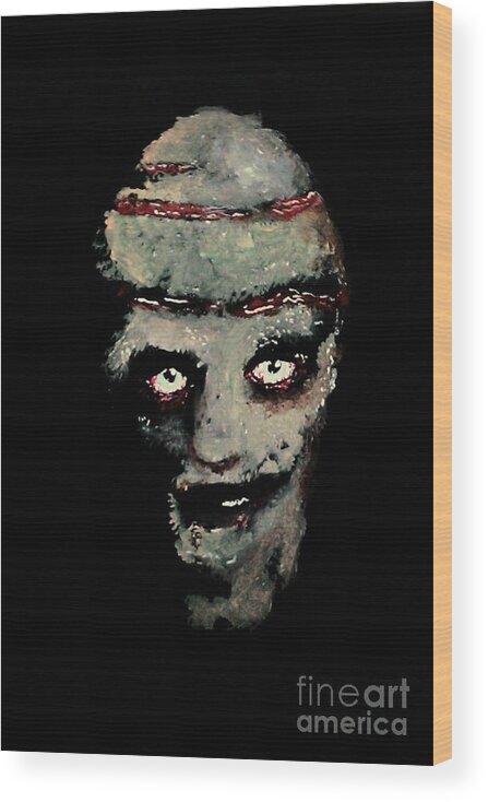 Art Wood Print featuring the painting Zombie Sliced by Marisela Mungia