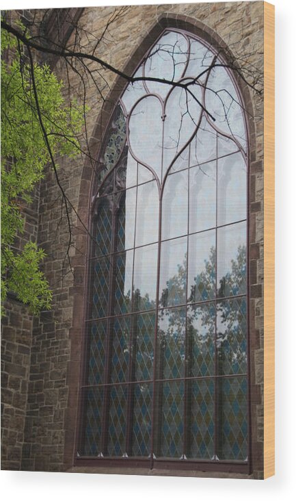 Church Stained Glass Wood Print featuring the photograph Heart Window #1 by Brian Seidenfrau