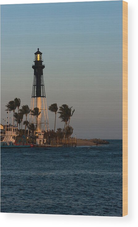 Architecture Wood Print featuring the photograph Hillsboro Inlet Lighthouse #1 by Ed Gleichman