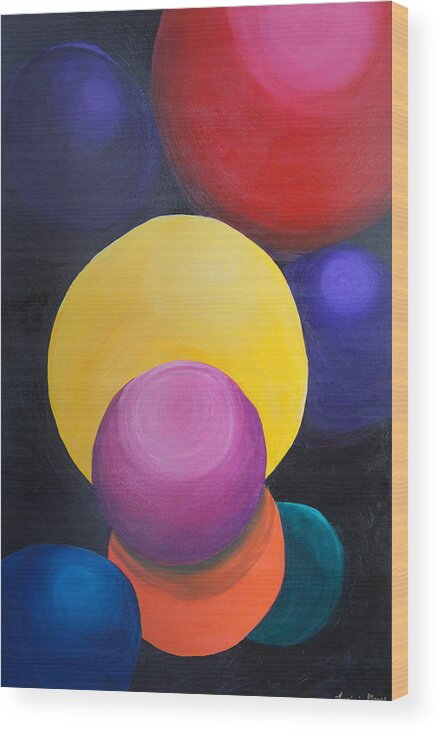 Balls Wood Print featuring the painting Juggling Balls #1 by Kristine Bogdanovich