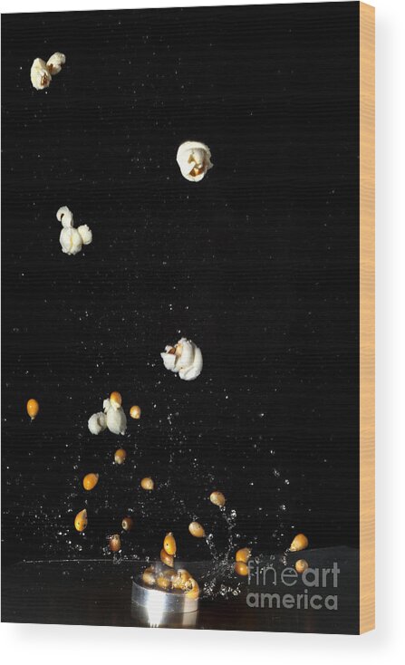 Food Wood Print featuring the photograph Popcorn Popping #1 by Ted Kinsman