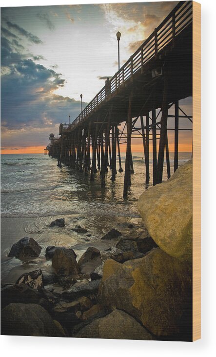  Wood Print featuring the photograph Sunset at Oceanside Pier #1 by Mickey Clausen