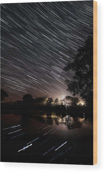 Odet Wood Print featuring the photograph Star Trails #3 by Laurent Laveder