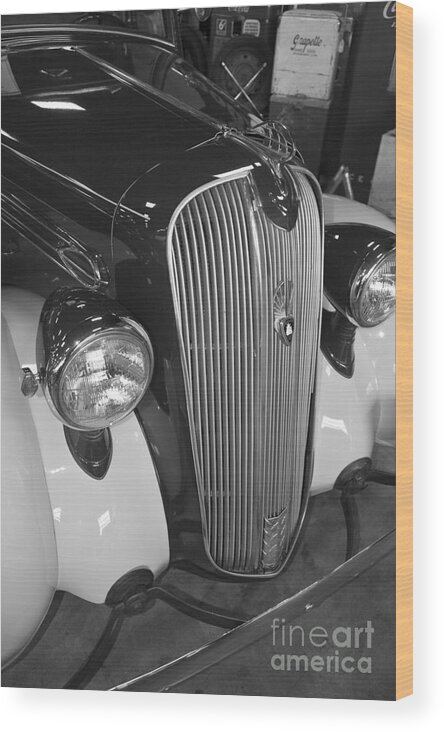 1936 Wood Print featuring the photograph 36 Plymouth Front BW by Tim Mulina