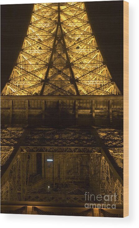 Tour Wood Print featuring the photograph Eiffel tower by night detail #4 by Fabrizio Ruggeri