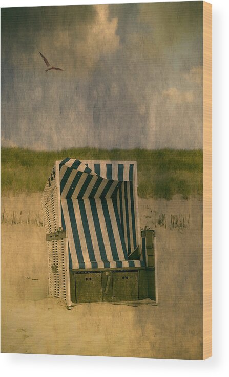 Dune Wood Print featuring the photograph Beach Chair #5 by Joana Kruse