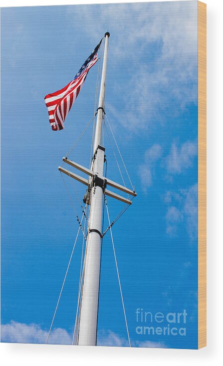 Baltimore Wood Print featuring the photograph American Flag in Fort McHenry Baltimore Maryland by Thomas Marchessault