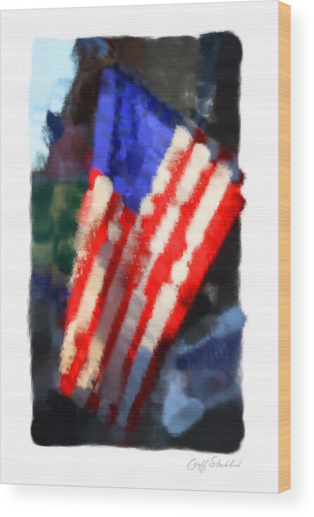 United States Flag Lake Mills Legion Post Wood Print featuring the digital art American Legion Flag by Geoff Strehlow