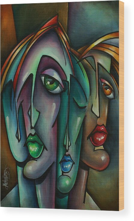 Urban Art Wood Print featuring the painting 'Anonymous' by Michael Lang