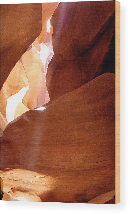 Teresa Blanton Wood Print featuring the photograph Antelope Canyon Sunbeam by Teresa Blanton