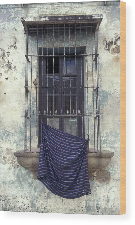 Guatemala Wood Print featuring the photograph ANTIGUA WINDOW Guatemala by John Mitchell