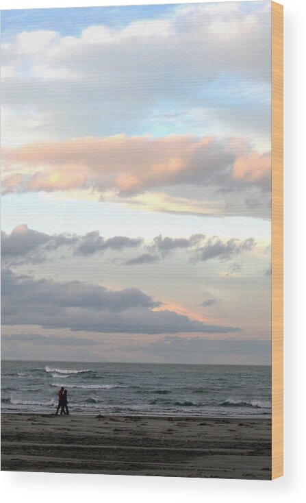 Beach Wood Print featuring the photograph Beach Walk by Roseanne Jones