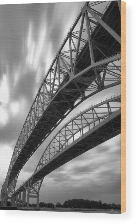Port Wood Print featuring the photograph Black and White Blue Water Bridge by Gordon Dean II