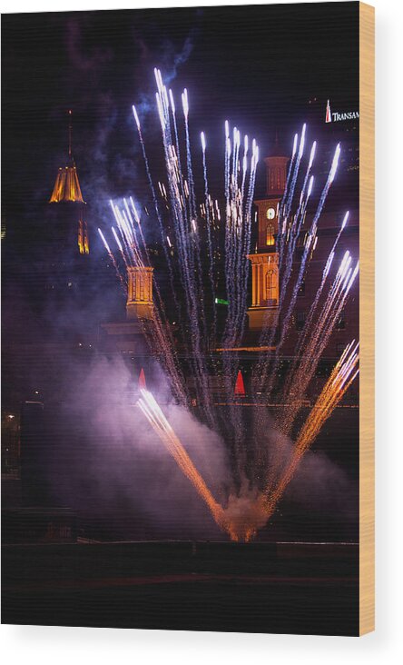 Pyrotechnics Wood Print featuring the photograph Blue Bloom by Paul Mangold
