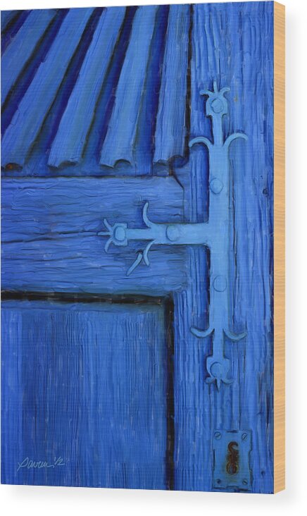 Digital Painting Blue Church Door Patzcuaro Mexico Pavelle Fine Art Wood Print featuring the digital art Blue Church Door by Jim Pavelle