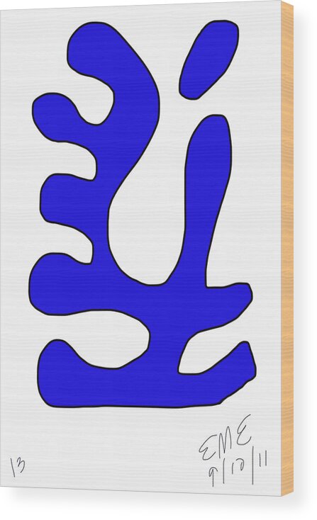 Blue Digital Form Wood Print featuring the digital art Blue Form 13 by Eric Elizondo