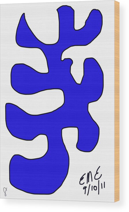 Blue Form Digital Wood Print featuring the digital art Blue Form 8 by Eric Elizondo