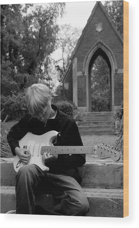 Guitar Wood Print featuring the photograph Blues Church by Doug Bartholomew