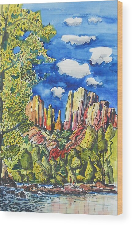 Ink Wood Print featuring the painting Bright Spring Day by Terry Banderas