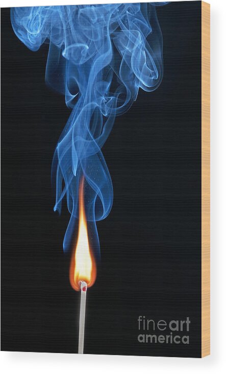 Match Wood Print featuring the photograph Burning Match by Art Whitton