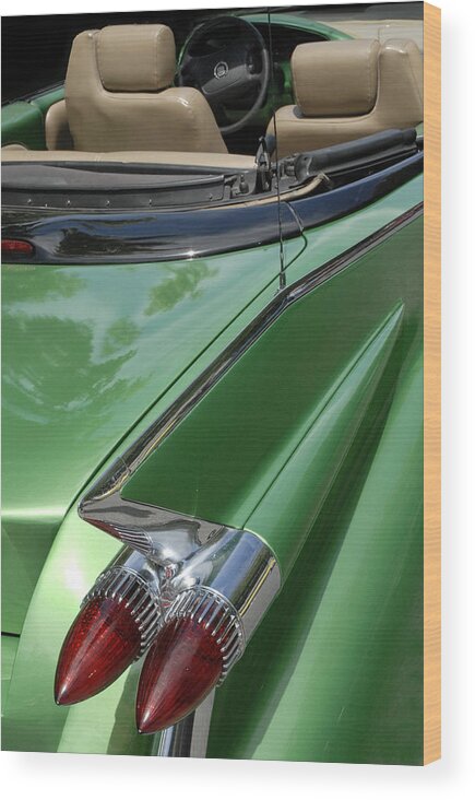 Cadillac Wood Print featuring the photograph Cadillac Tail Fins by Dave Mills