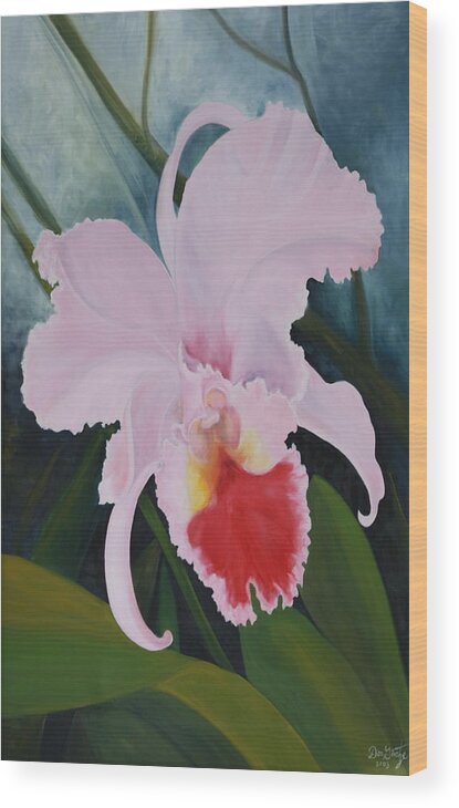 Cattleya Wood Print featuring the painting Cattleya Orchid by Don Goetze