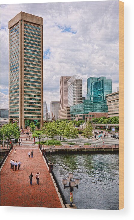 Baltimore Wood Print featuring the photograph City - Baltimore MD - Harbor Place - Baltimore World Trade Center by Mike Savad