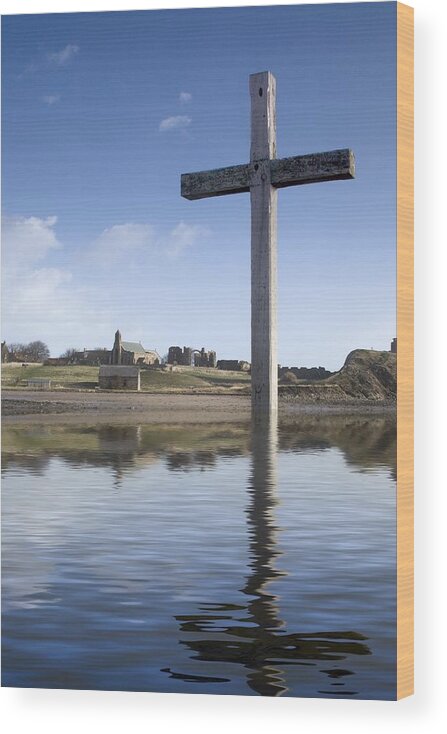 Calm Wood Print featuring the photograph Cross In Water, Bewick, England by John Short