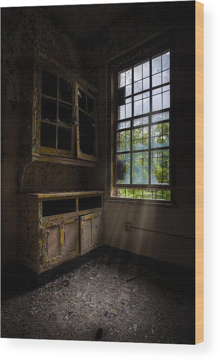 Dark Wood Print featuring the photograph Dark And Empty Cabinets by Gary Heller